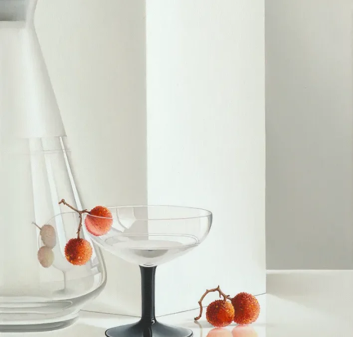Glas Copier met Aardbeiboombesjes (Verkocht)
