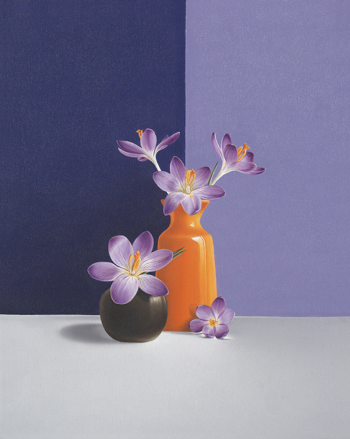 Lente in violet stilleven schilderij