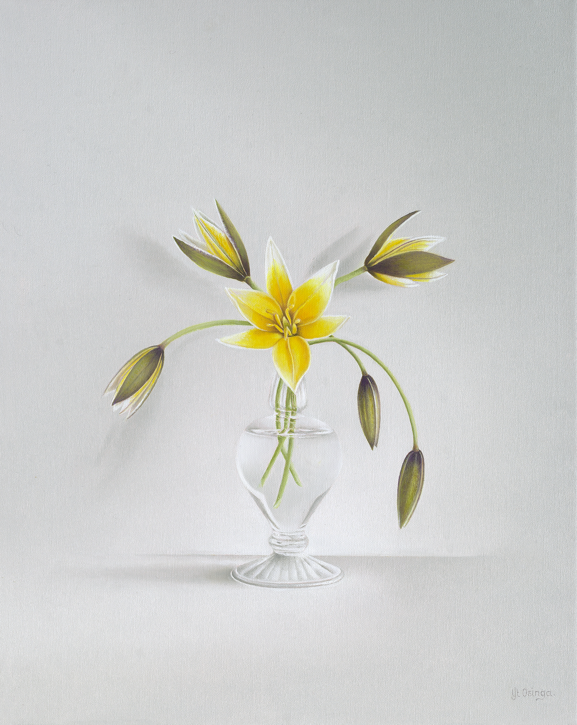 Voorzichtig ontwaken stilleven schilderij